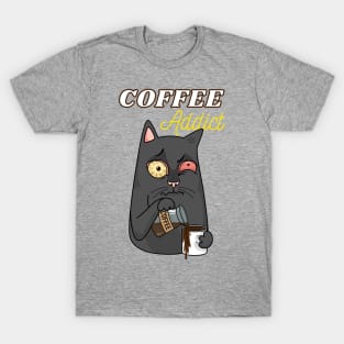 Coffee Addicted Cat T-Shirt